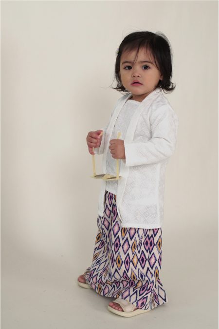 Chempaka Kids Kebaya Kota Bharu in Pink Purple