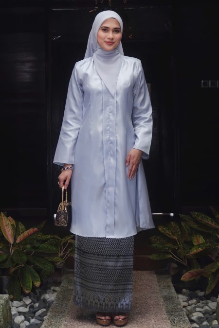 Kurung Tenun Sarong in Greyish Blue