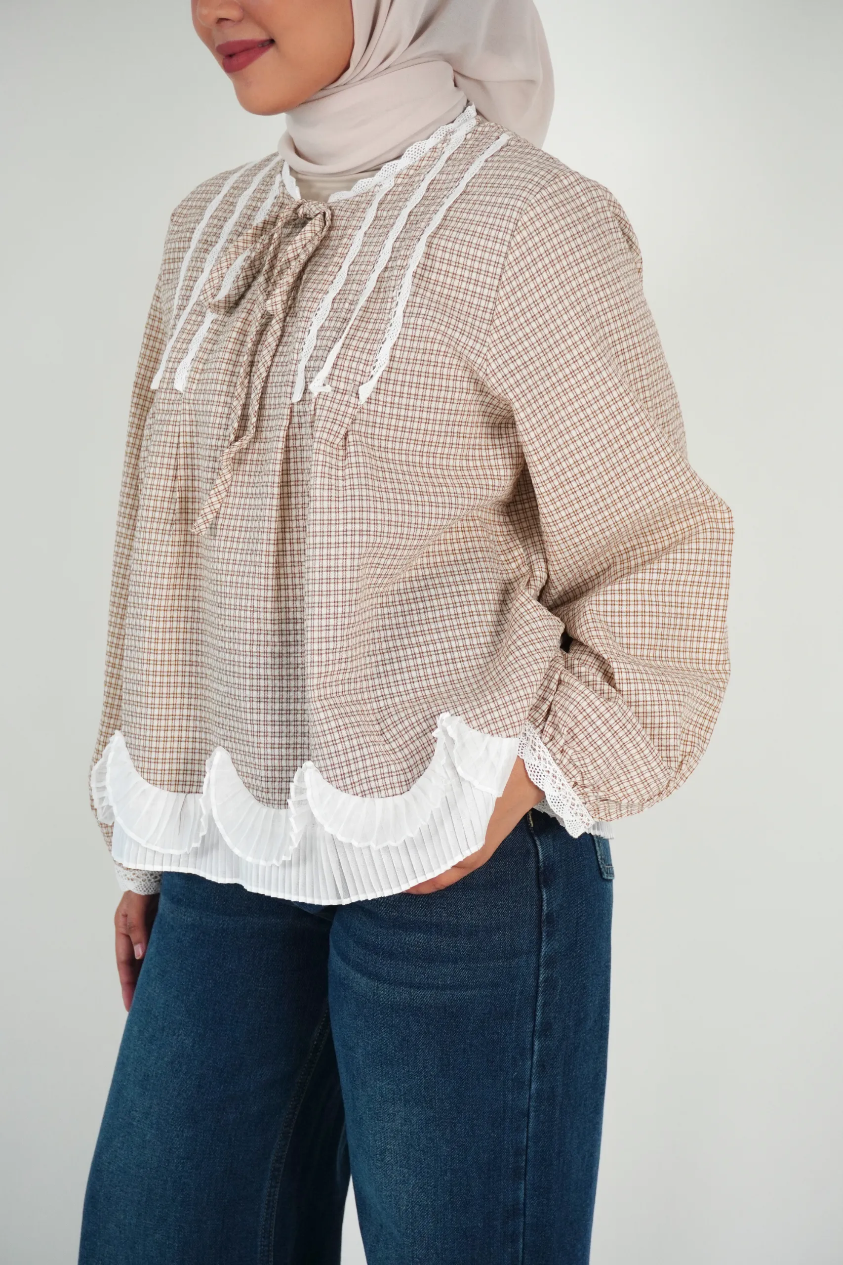 Gingham Flutter Top - Image 4